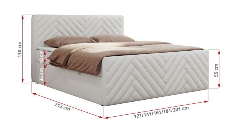 Łóżko kontynentalne MKS Meble PARIS DUO 180x200 H4 Biały ecoskóra 1szt.