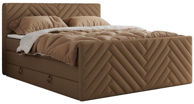 Łóżko kontynentalne MKS Meble PARIS KING DUO 140x200 H3 Brązowy ecoskóra 1szt.
