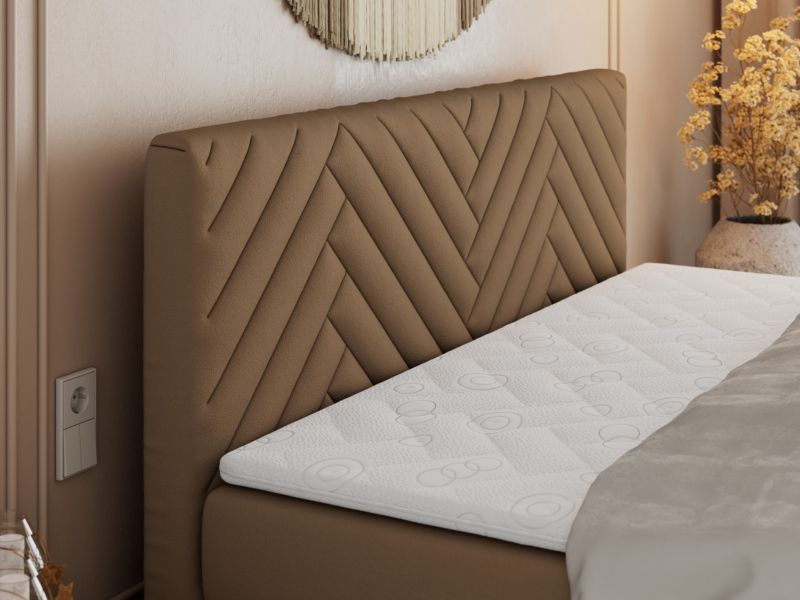 Łóżko kontynentalne MKS Meble PARIS KING DUO 140x200 H3 Brązowy ecoskóra 1szt.