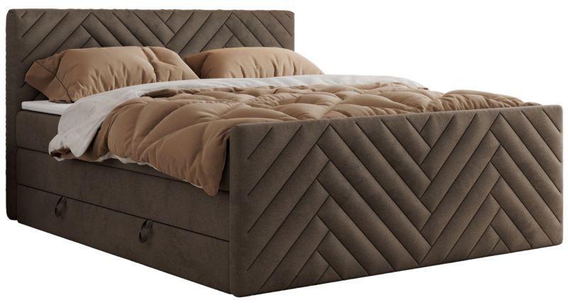 Łóżko kontynentalne MKS Meble PARIS KING DUO 140x200 H3 Brązowy welvet 1szt.