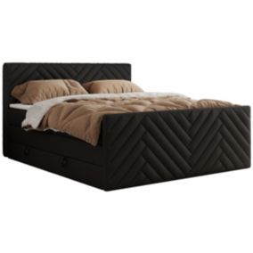 Łóżko kontynentalne MKS Meble PARIS KING DUO 140x200 H4 Czarny ecoskóra 1szt.