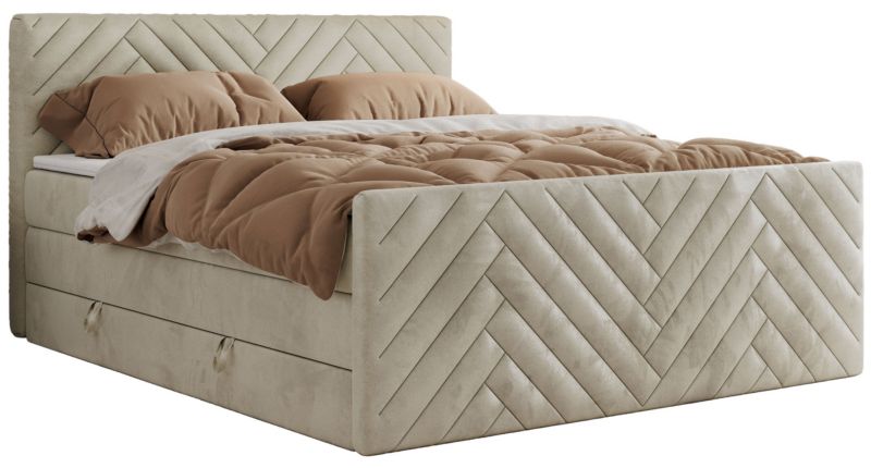 Łóżko kontynentalne MKS Meble PARIS KING DUO 160x200 H3 Beżowy welvet 1szt.
