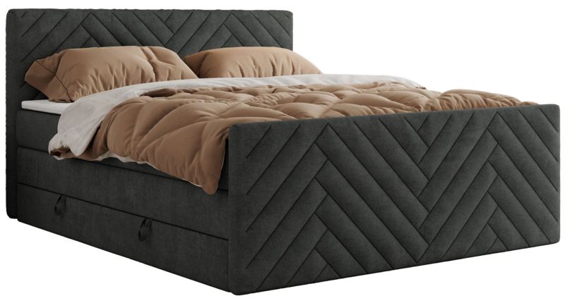 Łóżko kontynentalne MKS Meble PARIS KING DUO 160x200 H3 Ciemnoszary struktura 1szt.