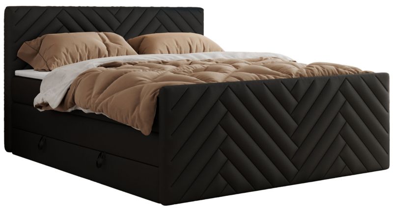 Łóżko kontynentalne MKS Meble PARIS KING DUO 160x200 H3 Czarny ecoskóra 1szt.