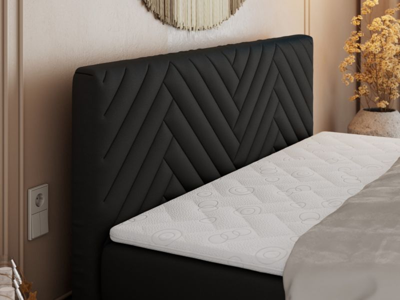 Łóżko kontynentalne MKS Meble PARIS KING DUO 160x200 H3 Czarny ecoskóra 1szt.