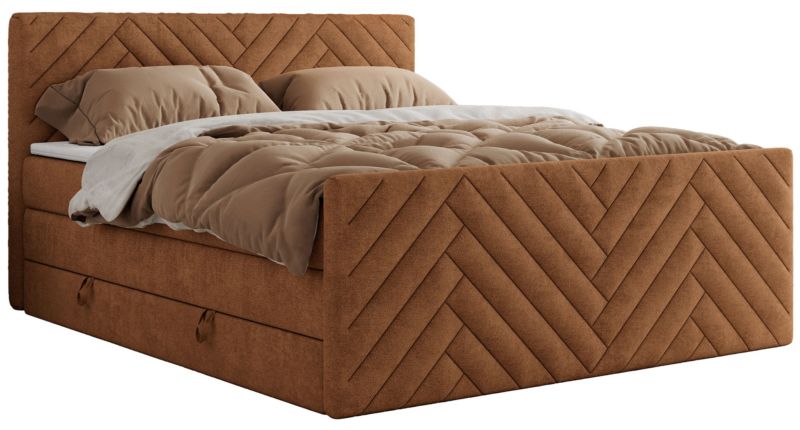 Łóżko kontynentalne MKS Meble PARIS KING DUO 160x200 H3 Pomarańczowy struktura 1szt.
