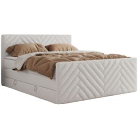 Łóżko kontynentalne MKS Meble PARIS KING DUO 160x200 H4 Biały ecoskóra 1szt.
