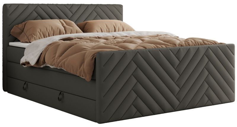Łóżko kontynentalne MKS Meble PARIS KING DUO 160x200 H4 Szary ecoskóra 1szt.
