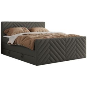 Łóżko kontynentalne MKS Meble PARIS KING DUO 160x200 H4 Szary ecoskóra 1szt.