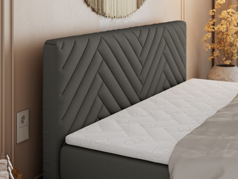 Łóżko kontynentalne MKS Meble PARIS KING DUO 160x200 H4 Szary ecoskóra 1szt.