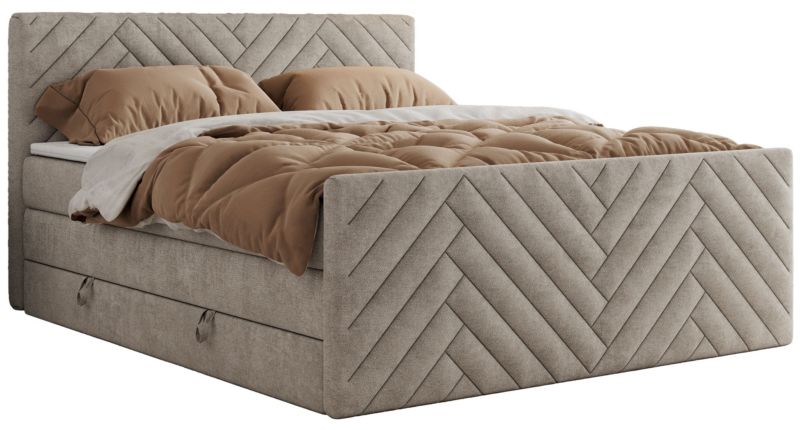 Łóżko kontynentalne MKS Meble PARIS KING DUO 180x200 H3 Beżowy struktura 1szt.