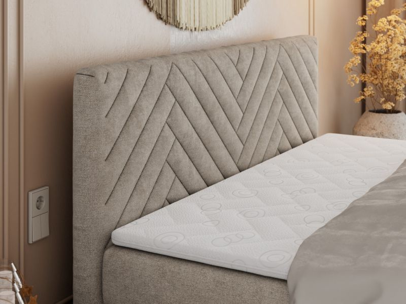 Łóżko kontynentalne MKS Meble PARIS KING DUO 180x200 H3 Beżowy struktura 1szt.