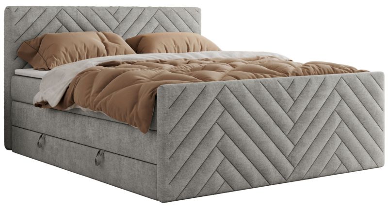 Łóżko kontynentalne MKS Meble PARIS KING DUO 180x200 H3 Jasnoszary struktura 1szt.