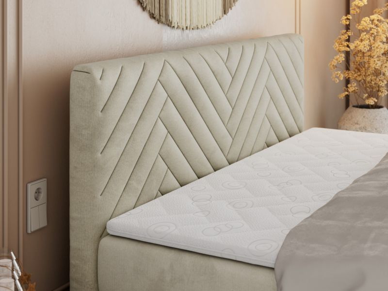 Łóżko kontynentalne MKS Meble PARIS KING DUO 180x200 H4 Beżowy welvet 1szt.