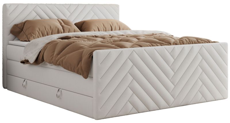 Łóżko kontynentalne MKS Meble PARIS KING DUO 180x200 H4 Biały ecoskóra 1szt.
