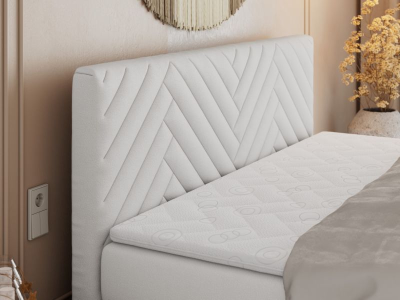 Łóżko kontynentalne MKS Meble PARIS KING DUO 180x200 H4 Biały ecoskóra 1szt.