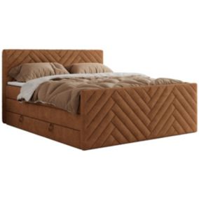 Łóżko kontynentalne MKS Meble PARIS KING DUO 180x200 H4 Pomarańczowy struktura 1szt.