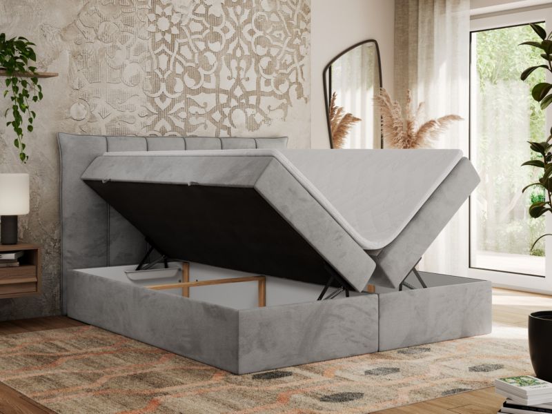 Łóżko kontynentalne MKS Meble PREMIUM 10 120x200 H3 Jasnoszary welvet 1szt.