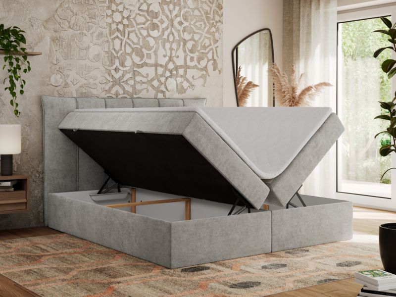 Łóżko kontynentalne MKS Meble PREMIUM 10 120x200 H4 Jasnoszary struktura 1szt.