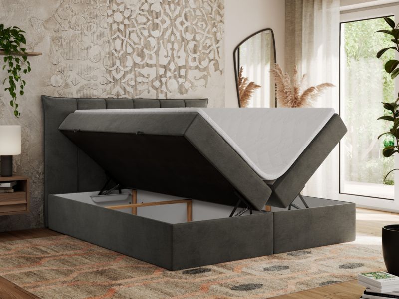 Łóżko kontynentalne MKS Meble PREMIUM 10 140x200 H4 Ciemnoszary welvet 1szt.