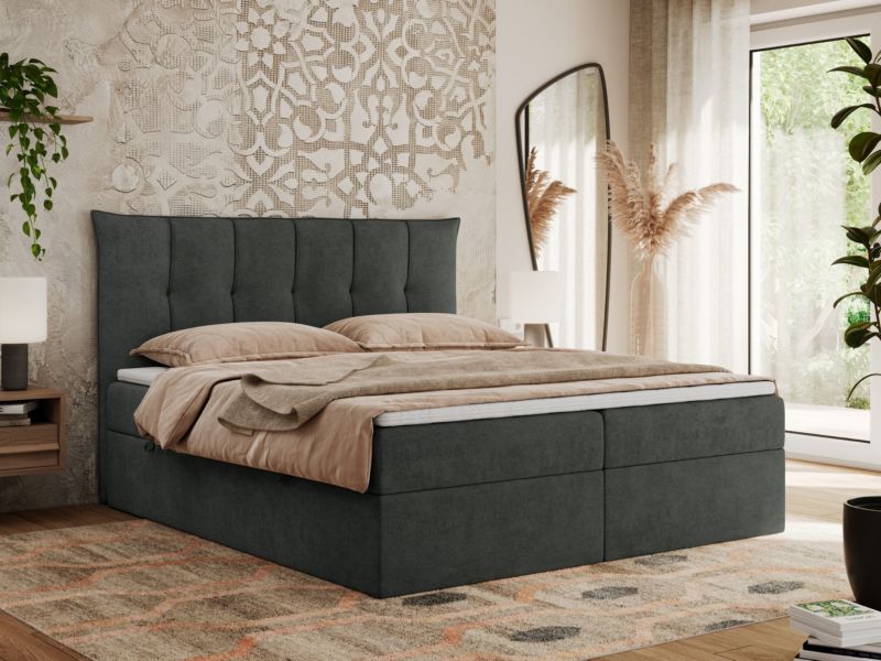 Łóżko kontynentalne MKS Meble PREMIUM 10 160x200 H3 Ciemnoszary struktura 1szt.