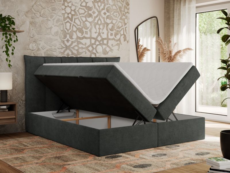 Łóżko kontynentalne MKS Meble PREMIUM 10 160x200 H3 Ciemnoszary struktura 1szt.