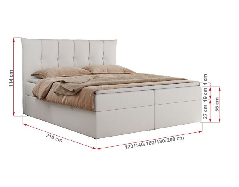 Łóżko kontynentalne MKS Meble PREMIUM 10 160x200 H4 Biały ecoskóra 1szt.