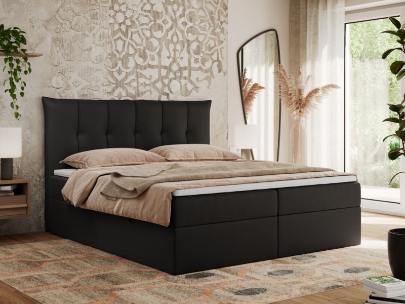 Łóżko kontynentalne MKS Meble PREMIUM 10 180x200 H3 Czarny ecoskóra 1szt.
