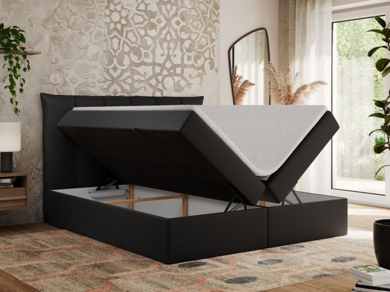 Łóżko kontynentalne MKS Meble PREMIUM 10 180x200 H3 Czarny ecoskóra 1szt.