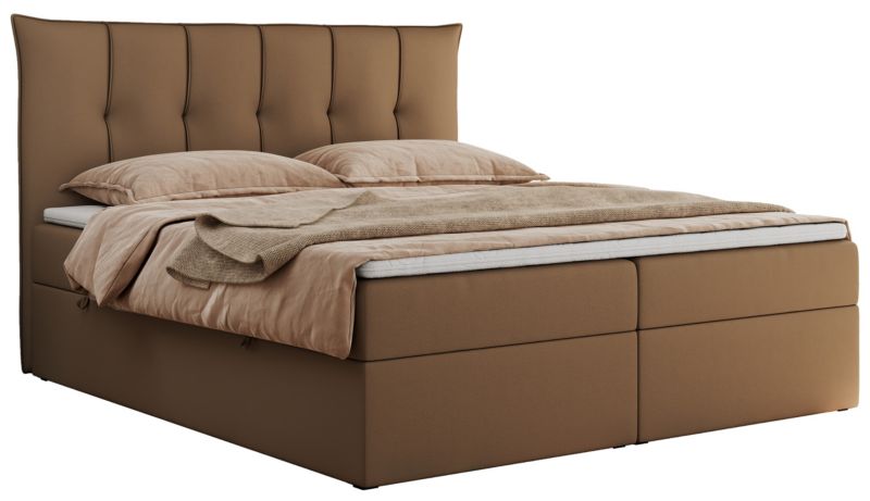 Łóżko kontynentalne MKS Meble PREMIUM 10 180x200 H4 Brązowy ecoskóra 1szt.