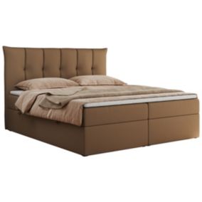 Łóżko kontynentalne MKS Meble PREMIUM 10 180x200 H4 Brązowy ecoskóra 1szt.