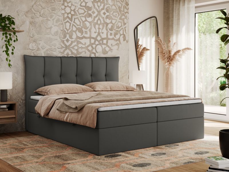Łóżko kontynentalne MKS Meble PREMIUM 10 180x200 H4 Ciemnoszary ecoskóra 1szt.
