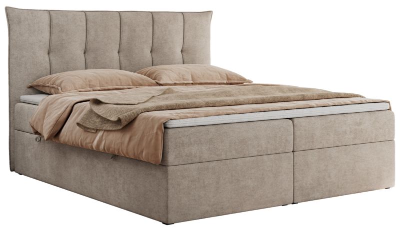 Łóżko kontynentalne MKS Meble PREMIUM 10 200x200 H3 Beżowy struktura 1szt.