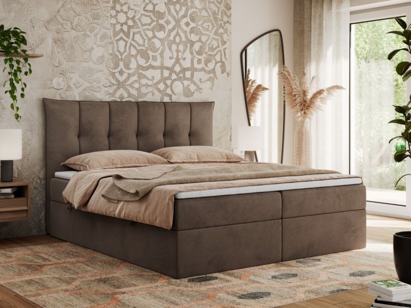 Łóżko kontynentalne MKS Meble PREMIUM 10 200x200 H3 Brązowy welvet 1szt.