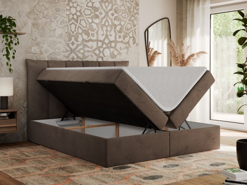 Łóżko kontynentalne MKS Meble PREMIUM 10 200x200 H3 Brązowy welvet 1szt.