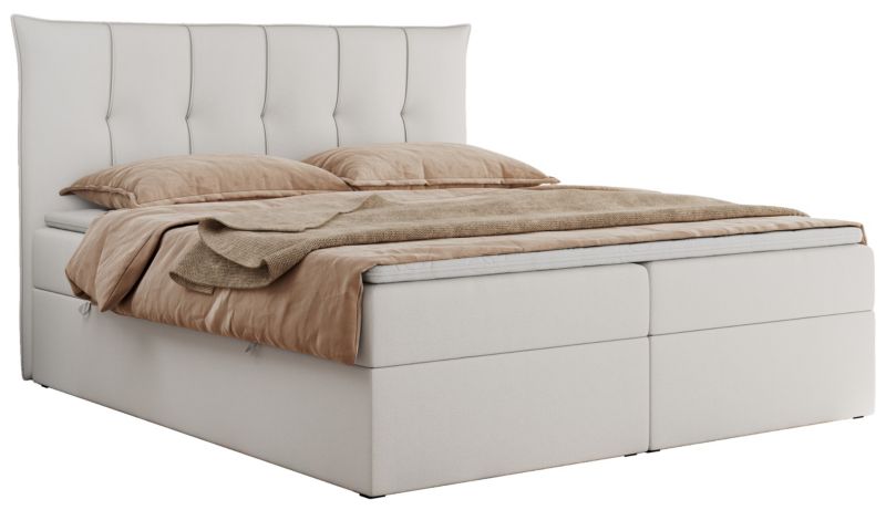 Łóżko kontynentalne MKS Meble PREMIUM 10 200x200 H4 Biały ecoskóra 1szt.