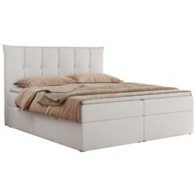Łóżko kontynentalne MKS Meble PREMIUM 10 200x200 H4 Biały ecoskóra 1szt.