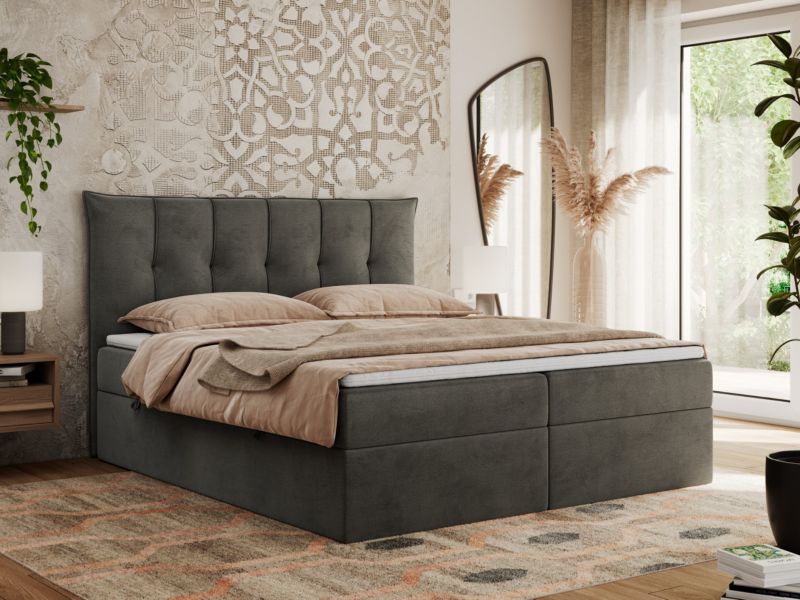 Łóżko kontynentalne MKS Meble PREMIUM 10 200x200 H4 Ciemnoszary welvet 1szt.