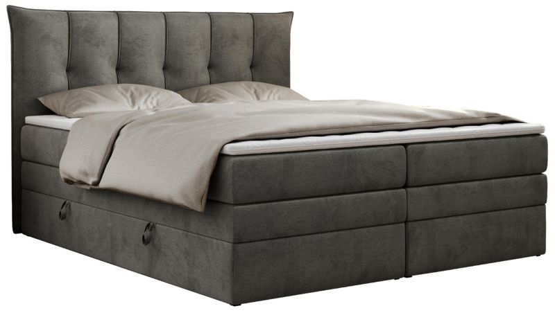Łóżko kontynentalne MKS Meble PREMIUM 10 KING 140x200 H4 Ciemnoszary welvet 1szt.
