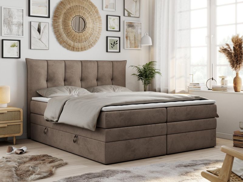 Łóżko kontynentalne MKS Meble PREMIUM 10 KING 160x200 H3 Brązowy welvet 1szt.