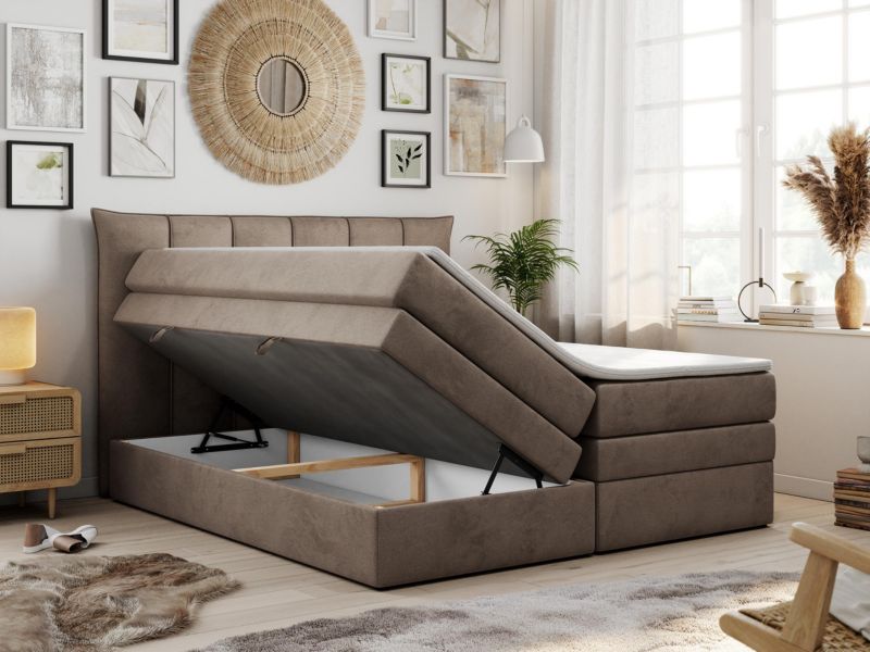 Łóżko kontynentalne MKS Meble PREMIUM 10 KING 160x200 H3 Brązowy welvet 1szt.