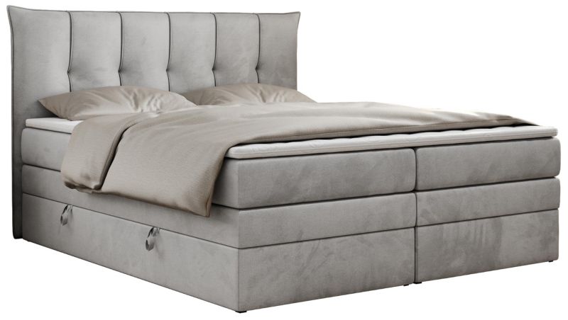 Łóżko kontynentalne MKS Meble PREMIUM 10 KING 160x200 H3 Jasnoszary welvet 1szt.