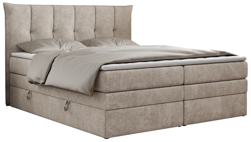 Łóżko kontynentalne MKS Meble PREMIUM 10 KING 160x200 H4 Beżowy struktura 1szt.