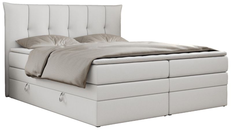 Łóżko kontynentalne MKS Meble PREMIUM 10 KING 160x200 H4 Biały ecoskóra 1szt.