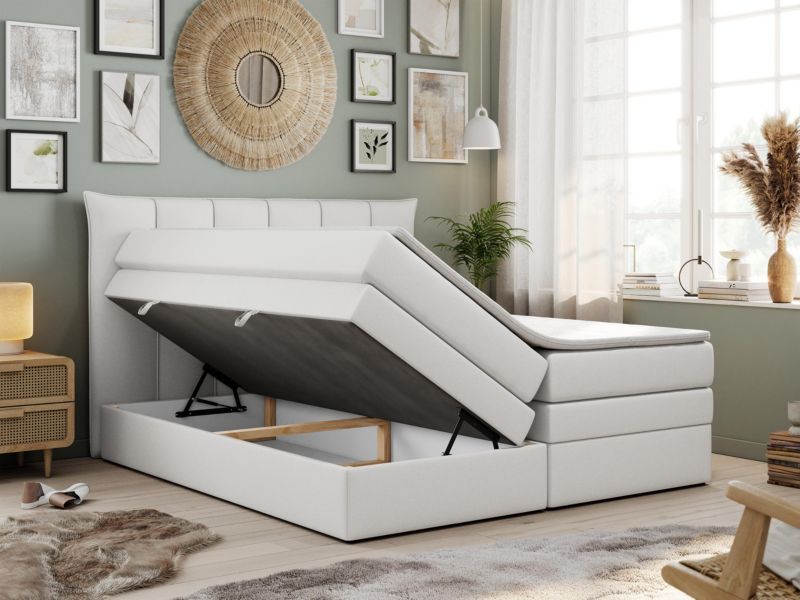 Łóżko kontynentalne MKS Meble PREMIUM 10 KING 160x200 H4 Biały ecoskóra 1szt.