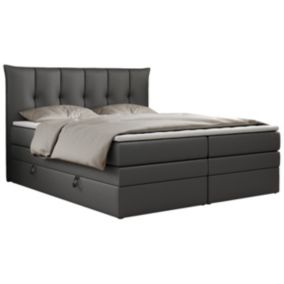 Łóżko kontynentalne MKS Meble PREMIUM 10 KING 180x200 H4 Ciemnoszary ecoskóra 1szt.