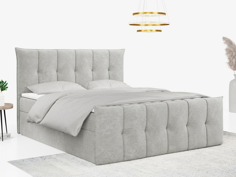 Łóżko kontynentalne MKS Meble PREMIUM 11 120x200 H4 Jasnoszary struktura 1szt.