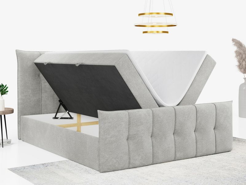 Łóżko kontynentalne MKS Meble PREMIUM 11 120x200 H4 Jasnoszary struktura 1szt.