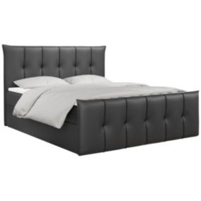 Łóżko kontynentalne MKS Meble PREMIUM 11 160x200 H3 Ciemnoszary ecoskóra 1szt.