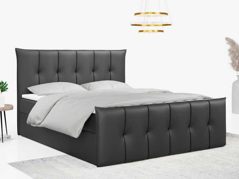 Łóżko kontynentalne MKS Meble PREMIUM 11 160x200 H3 Ciemnoszary ecoskóra 1szt.